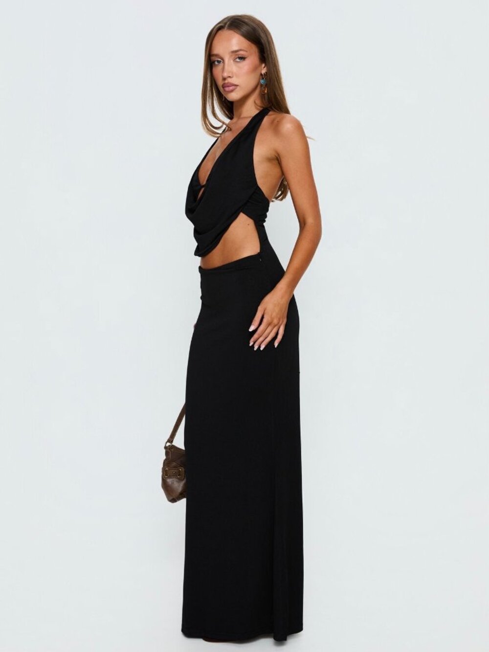 Princess Polly black cut out halter dress size 2 NWT - Picture 3 of 4